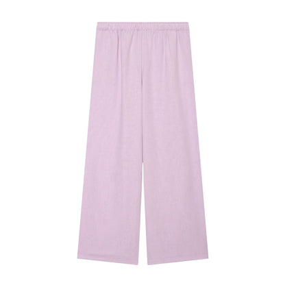Women's Wide Palazzo Trousers with Elastic Waistband and Flowing Linen Mix Shop Velvia