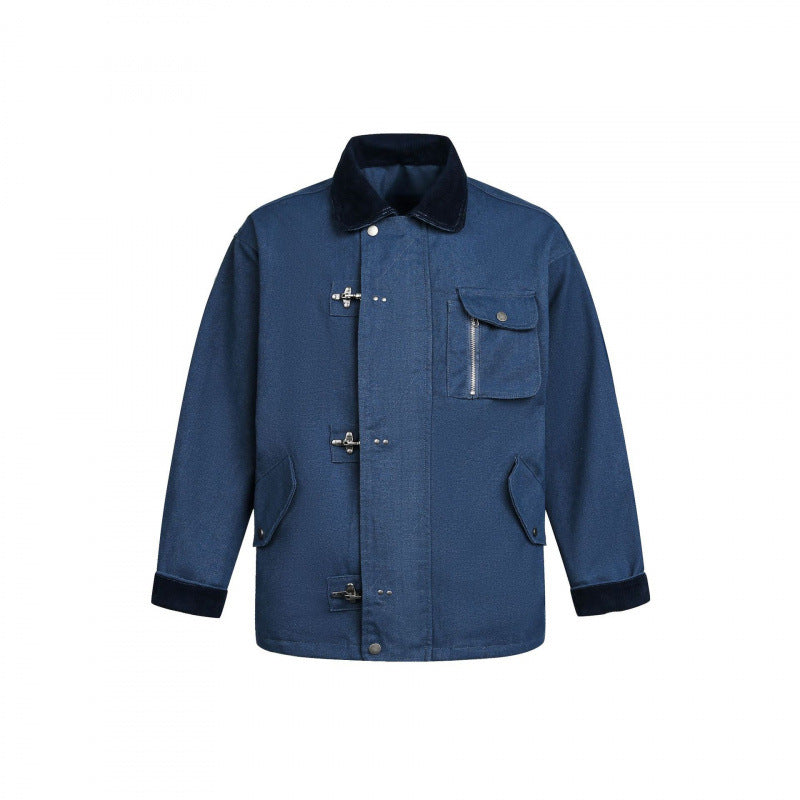 Men's utility jacket with toggle fastenings, cord collar, and multiple pockets Shop Velvia