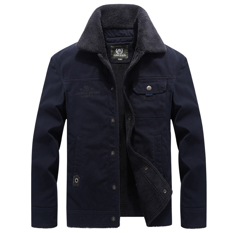 Men's Robust Canvas Field Jacket with Teddy Lining, Stand Collar and Utility Pockets Shop Velvia