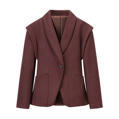 Women Oversized Blazer with Shawl Collar and Patch Pockets Shop Velvia