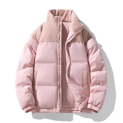 Men's quilted winter jacket with cord trim, high stand-up collar, and warm insulation Shop Velvia