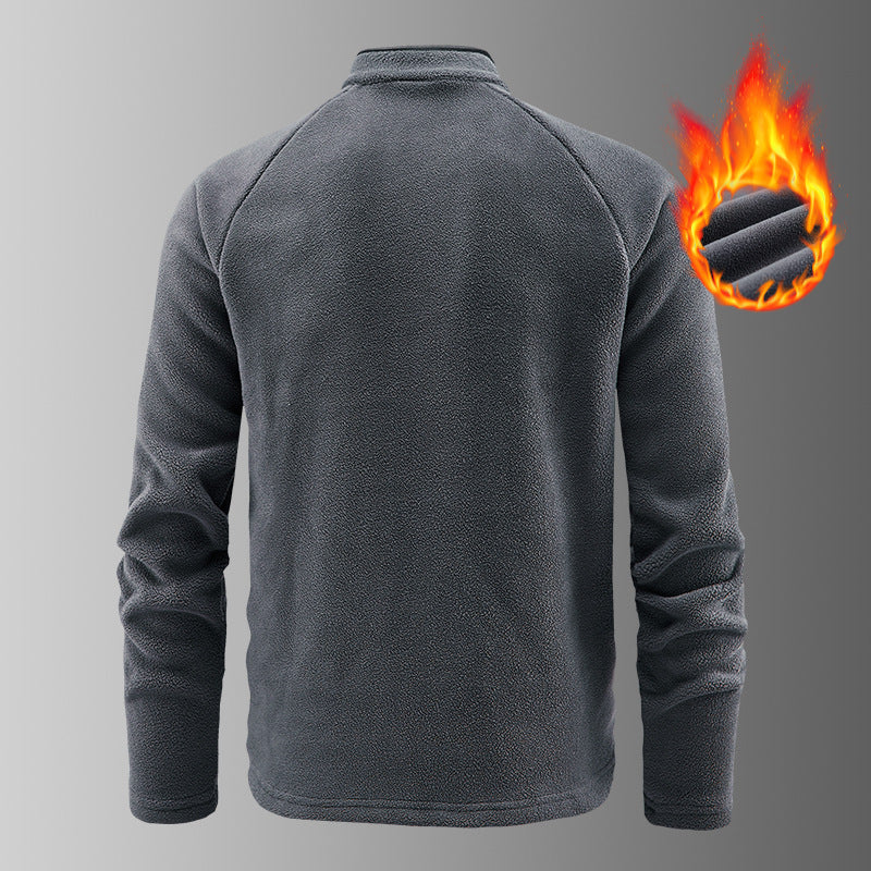 Men's warming microfleece troyer with half zipper, ergonomic raglan sleeves and cozy inner structure Shop Velvia