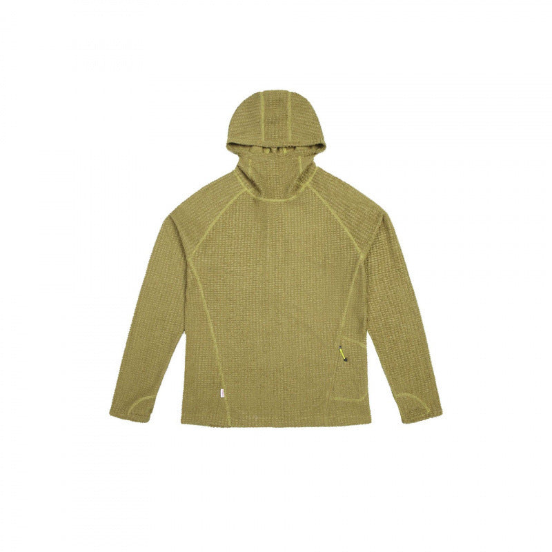 Unisex Textured Hoodie in Boxy Cut made of Waffle Knit with Raglan Sleeves and Patch Pocket Shop Velvia