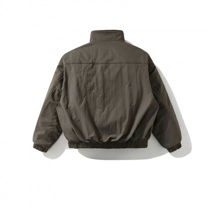 [Unisex Short padded bomber jacket with stand-up collar, zipper and elastic hem] Shop Velvia