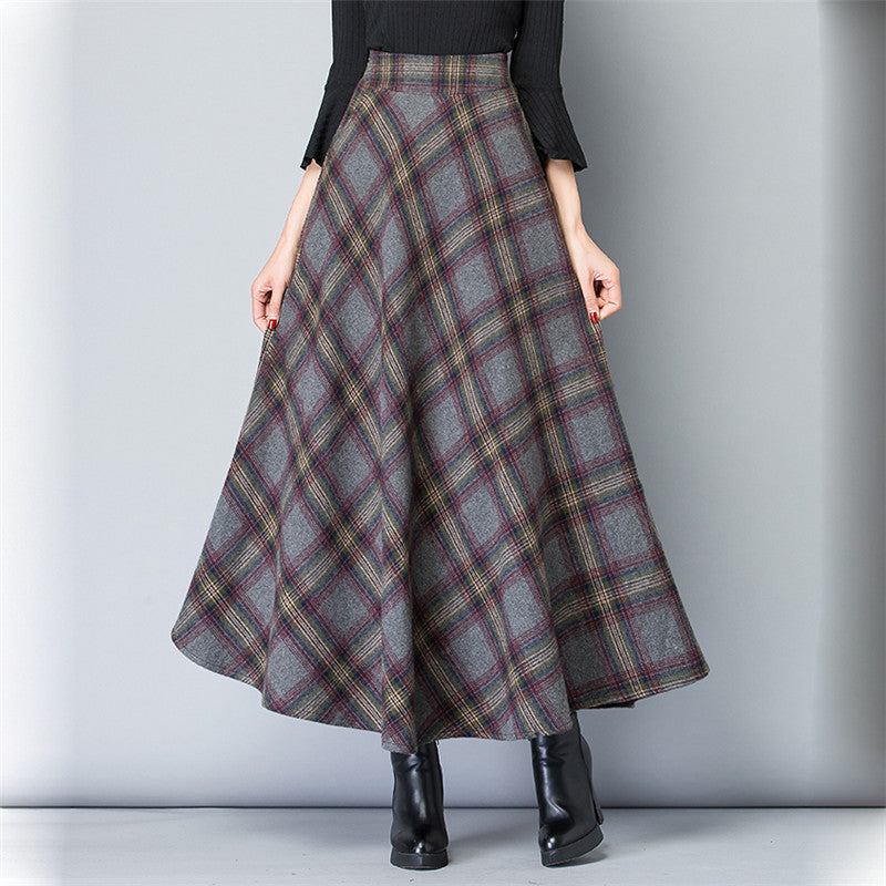 Women's ankle-length checkered skirt made of high-quality wool blend Shop Velvia