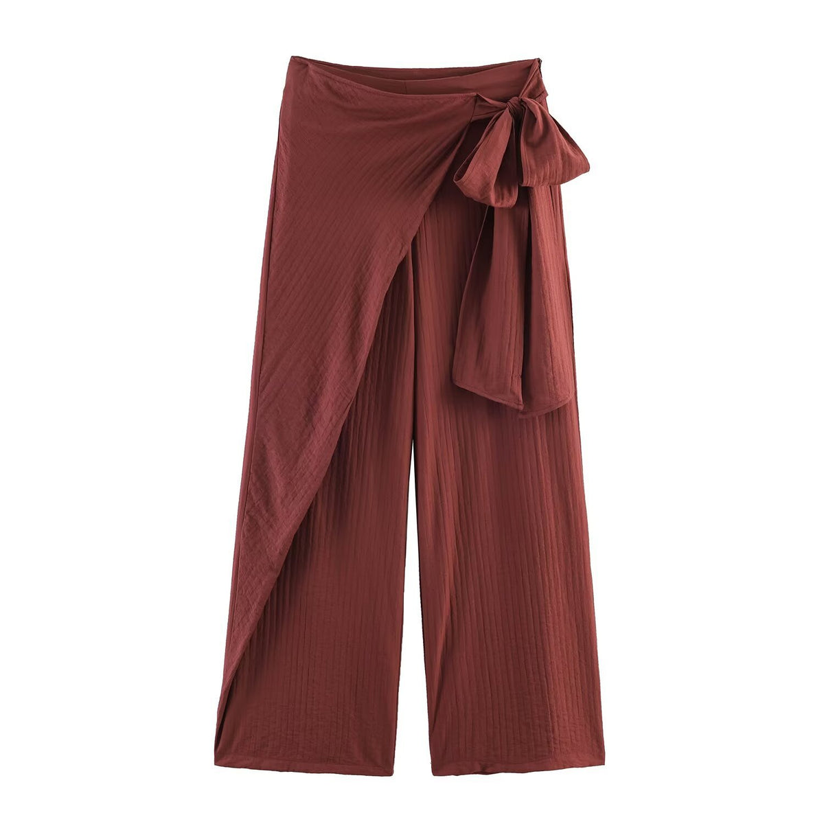 Women Wide High-Waist Palazzo Pants with Wrap Skirt Look and Waist Tie Shop Velvia