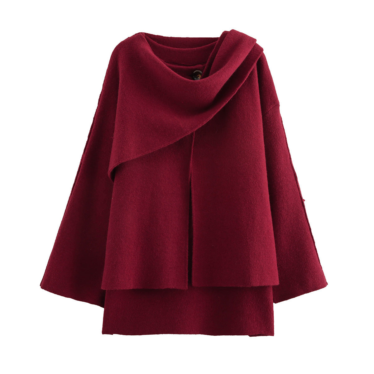 Women's cape with asymmetrical fall, stand-up collar and wool blend Shop Velvia