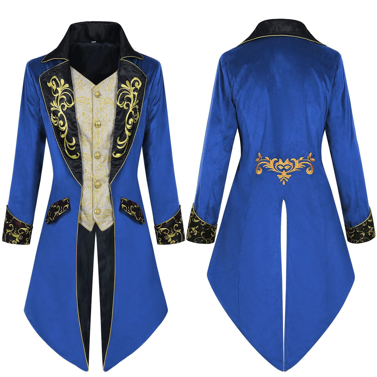 Men's elegant tailcoat in baroque style with gold-embroidered lapels and split tail Shop Velvia