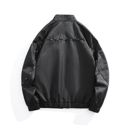 Men's Lightweight Utility Bomber Jacket with Flap Pockets, Stand-Up Collar, and Elastic Hem Shop Velvia