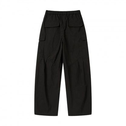 Unisex Wide Cargo Pants with Elastic Waistband, Drawstring and Patch Flap Pockets Shop Velvia
