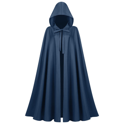 Unisex non longer hooded cape made of water-repellent polyester with full circular cut and tie belt Shop Velvia