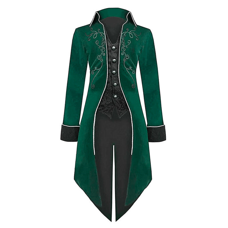 Women’s Victorian tailcoat with tailored cut, decorative embroidery and asymmetric train Shop Velvia