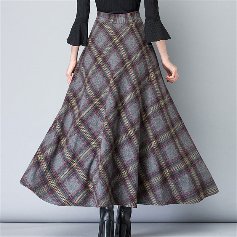 Women's ankle-length checkered skirt made of high-quality wool blend Shop Velvia