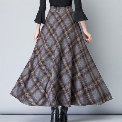 Women's ankle-length checkered skirt made of high-quality wool blend Shop Velvia