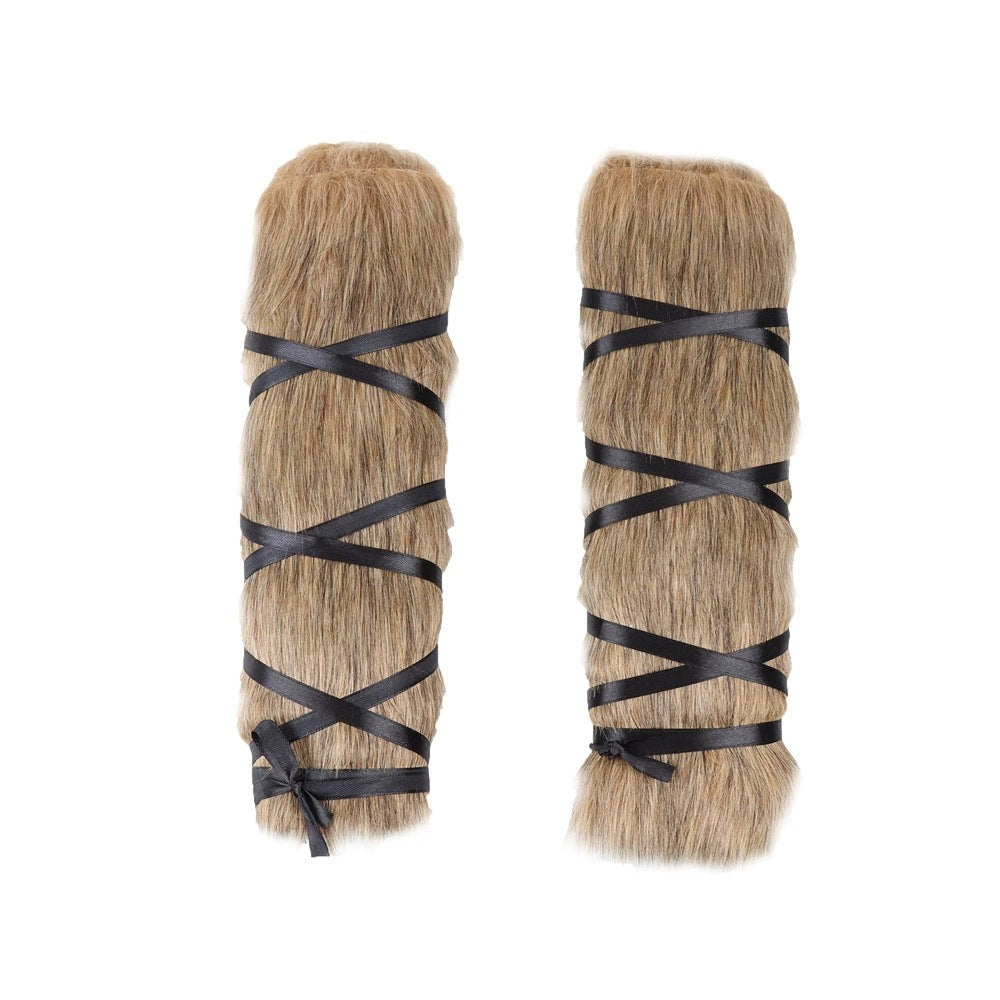 Unisex Medieval Arm Warmers made of Faux Fur with Adjustable Leather Straps Shop Velvia