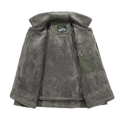 Men's Robust Canvas Field Jacket with Teddy Lining, Stand Collar and Utility Pockets Shop Velvia