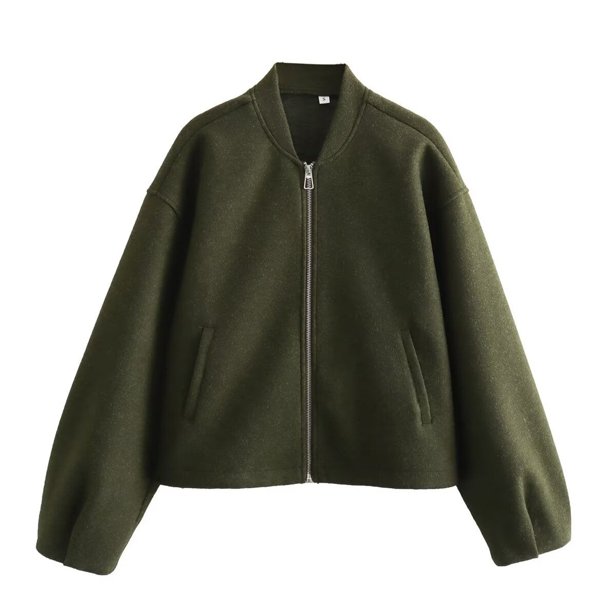 Women's Boxy Wool Blend Zip Jacket with Short Hem and Drawstring Shop Velvia