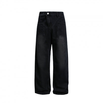 Women's Wide High-Waist Denim Pants with Curved Front Pockets Shop Velvia