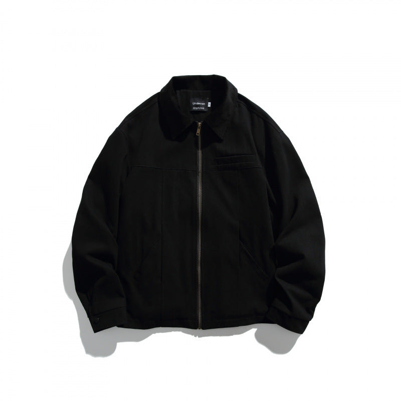 Unisex Short-cut Overshirt Jacket with Cord Collar, Chest Pocket and Precise Seam Details Shop Velvia