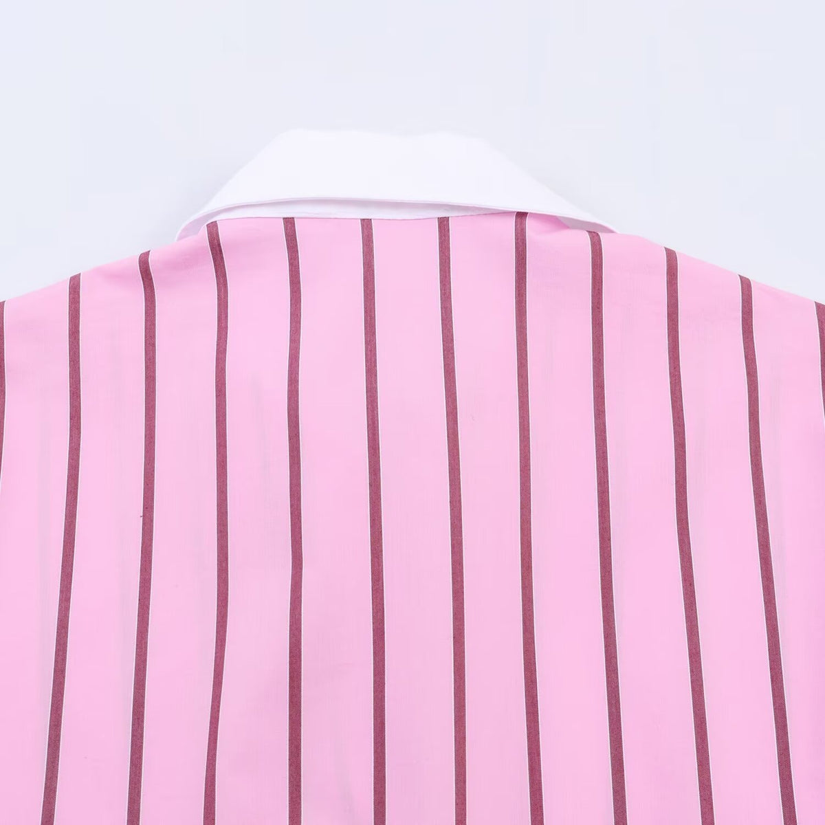 Women’s Oversize Shirt Blouse in Silk Look with Contrast Collar and Vertical Stripe Structure Shop Velvia