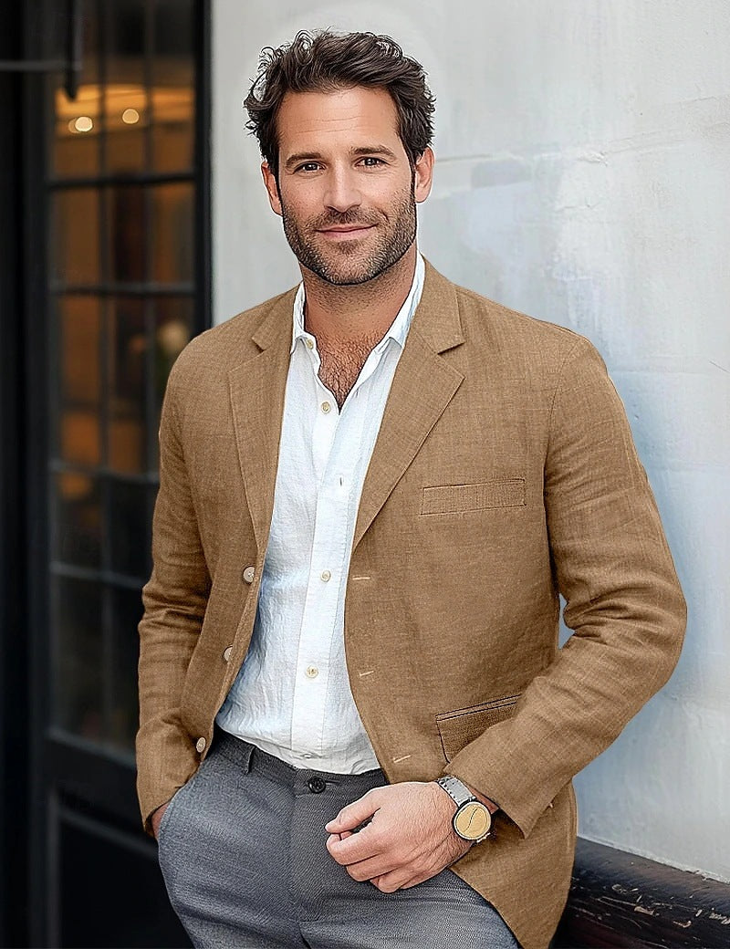 Men's Casual Linen Blazer Shop Velvia