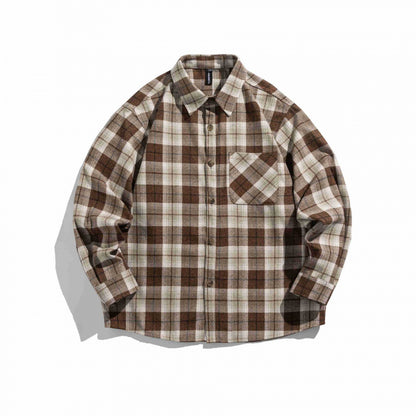 Unisex Boxy Checkered Flannel Shirt Jacket with Patch Chest Pocket and Soft Cotton Feel Shop Velvia