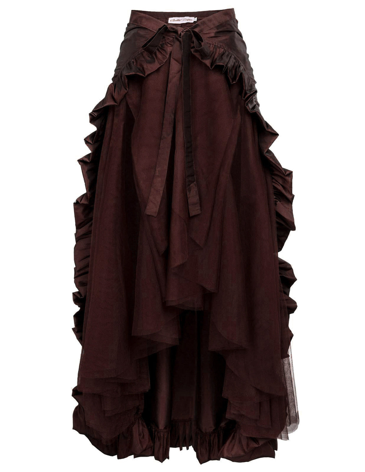 Women nan maxi skirt with multilayered ruffles, asymmetric flounce and tie belt Shop Velvia