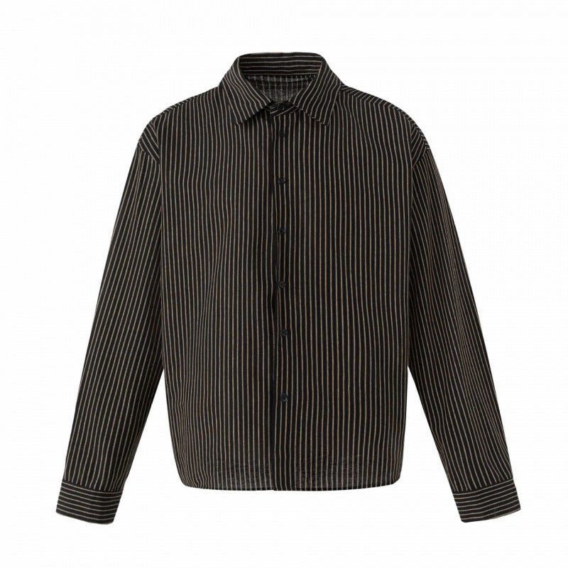 Unisex Oversize Pinstripe Shirt with Boxy Silhouette and Shirt Collar Shop Velvia