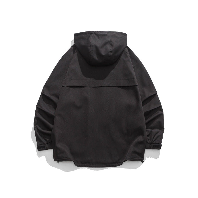 Unisex Boxy-Utility-Hooded Jacket with Multiple Pockets, Adjustable Hem and Windproof Shell Shop Velvia