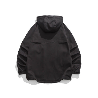 Unisex Boxy-Utility-Hooded Jacket with Multiple Pockets, Adjustable Hem and Windproof Shell Shop Velvia