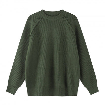 Unisex Oversize Fine Knit Sweater with Round Neck, Raglan Sleeves and Ribbed Cuffs Shop Velvia