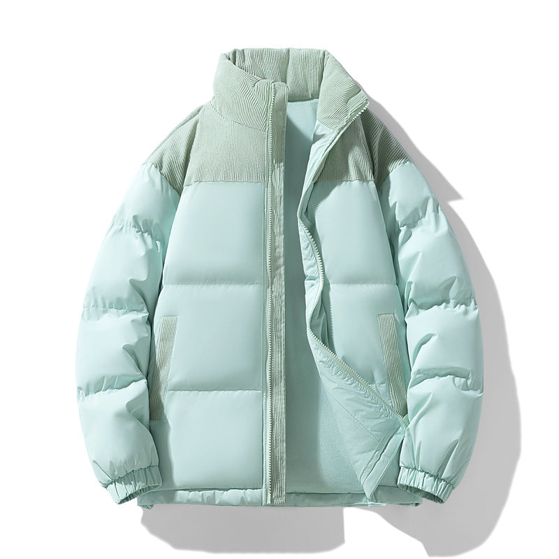 Men's quilted winter jacket with cord trim, high stand-up collar, and warm insulation Shop Velvia