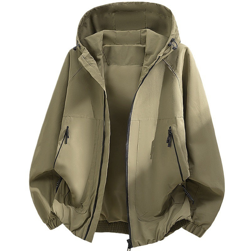 Men's Oversized Hooded Softshell Jacket with Technical Surface and Drawstring Hem Shop Velvia
