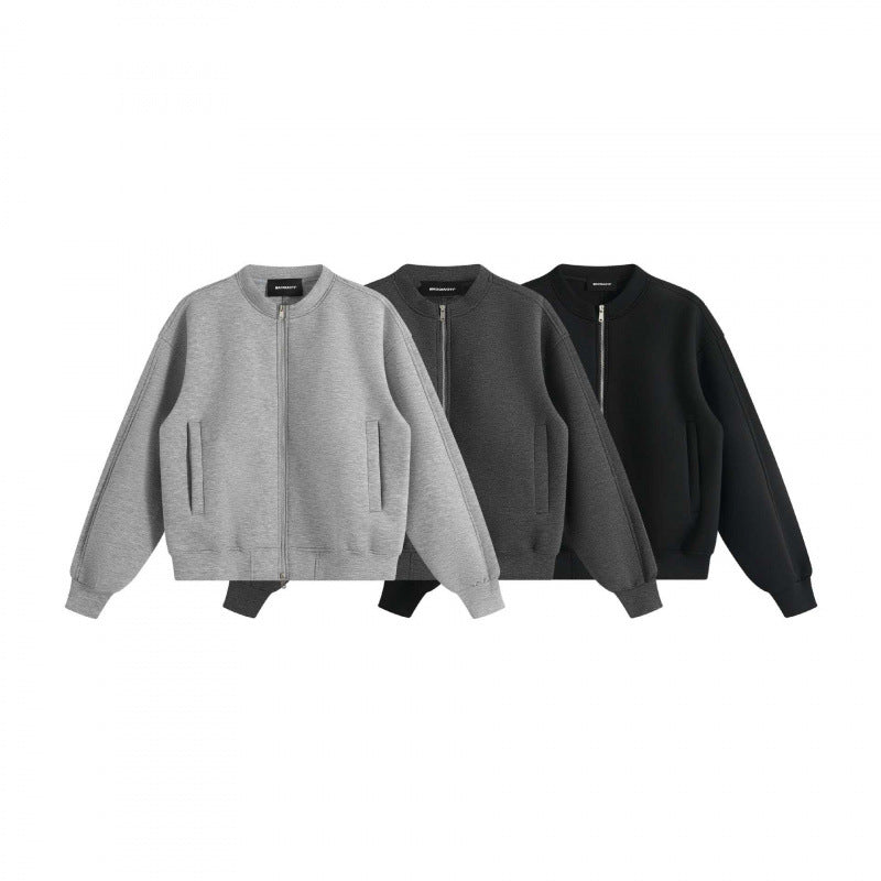 Unisex Boxy-Zip-Bomber Jacket made of French Terry with concealed side pockets and ribbed hem Shop Velvia