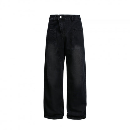 Women's Wide High-Waist Denim Pants with Curved Front Pockets Shop Velvia