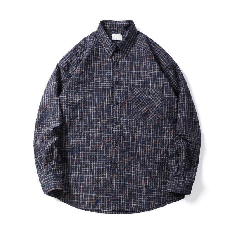 Men's Quilted Checkered Overshirt Jacket with Chest Pocket Shop Velvia
