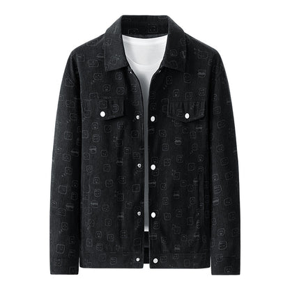 Men's cord jacket made of fine corduroy with allover print, snap button placket and flap pockets Shop Velvia