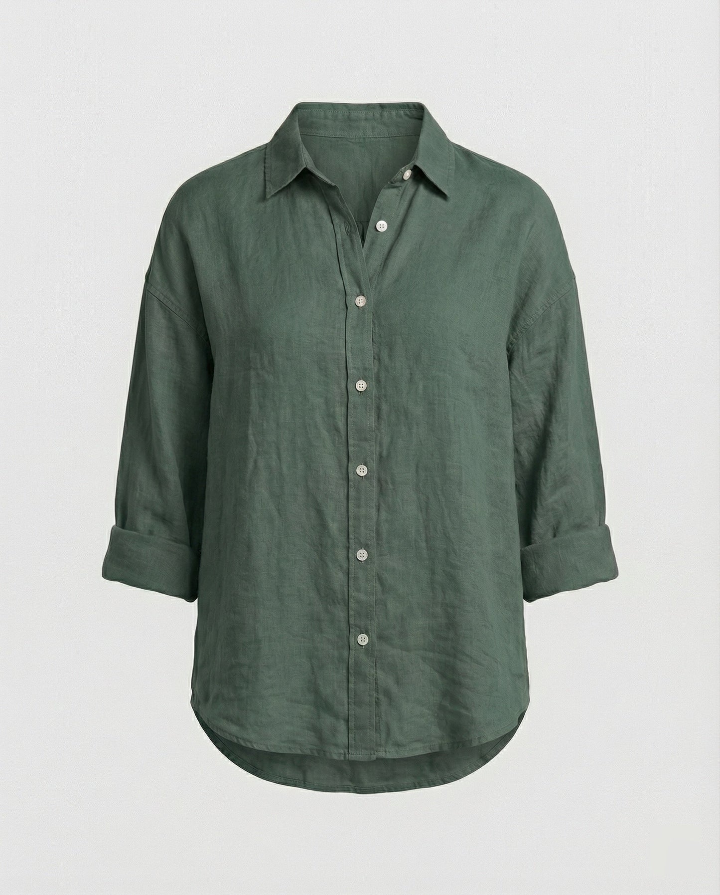 Women Casual Linen Blouse with Loose Fit and Button Placket