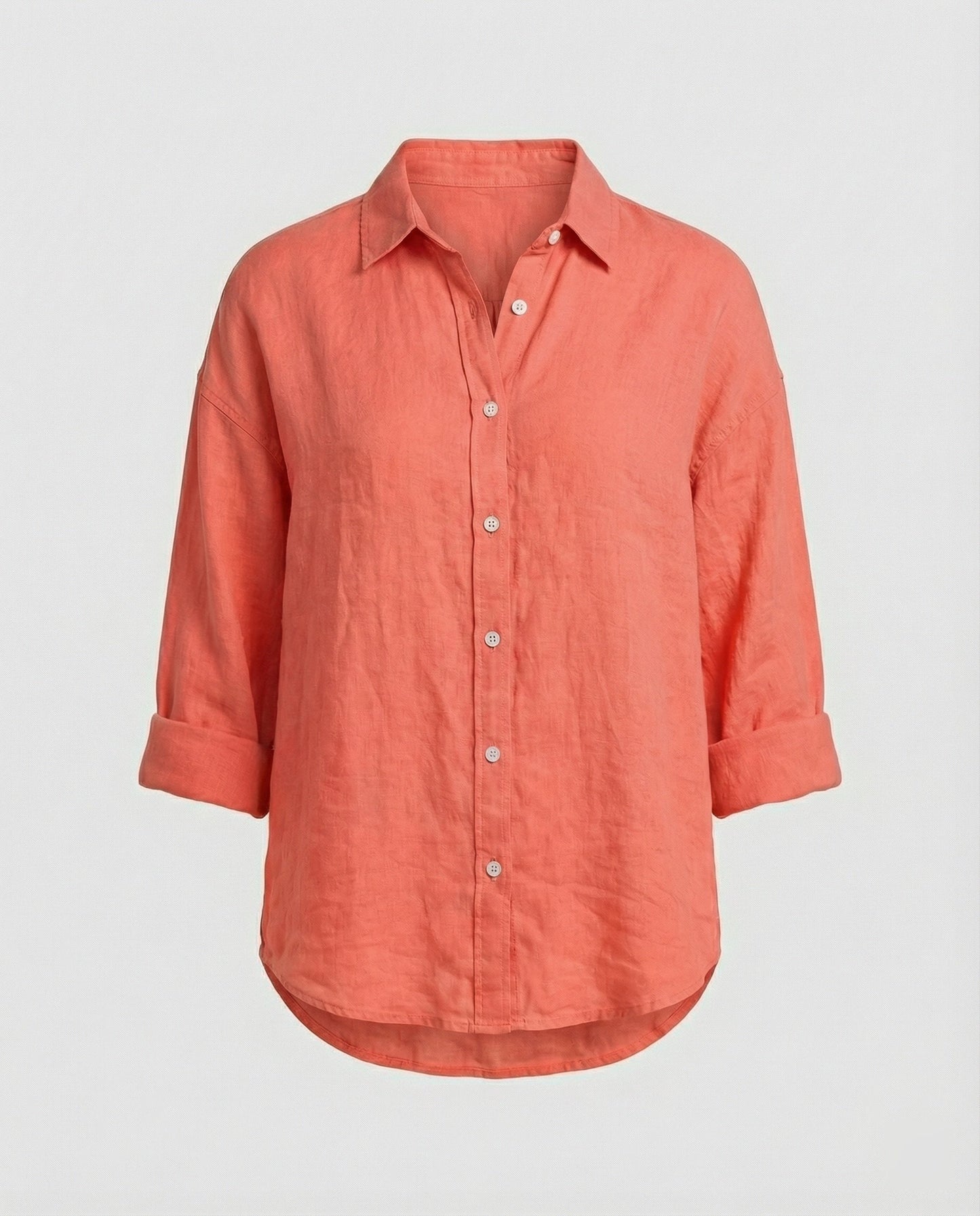 Women Casual Linen Blouse with Loose Fit and Button Placket