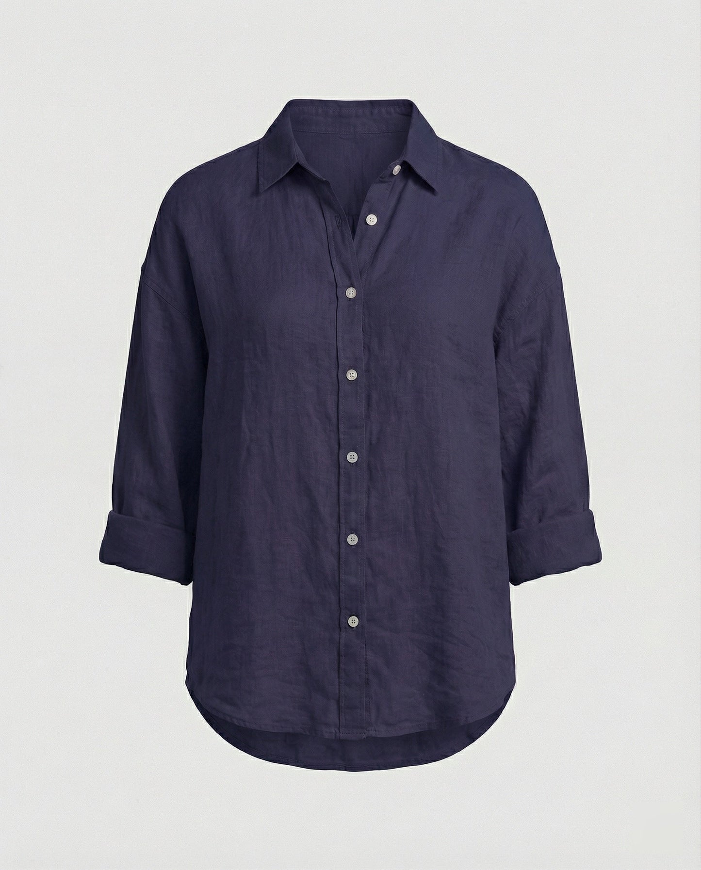 Women Casual Linen Blouse with Loose Fit and Button Placket