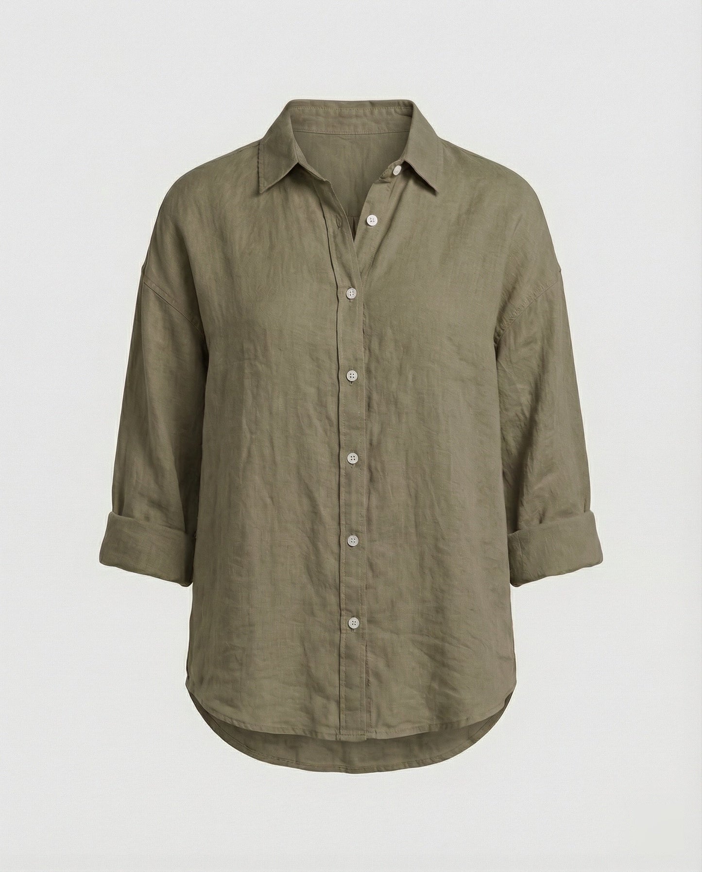 Women Casual Linen Blouse with Loose Fit and Button Placket