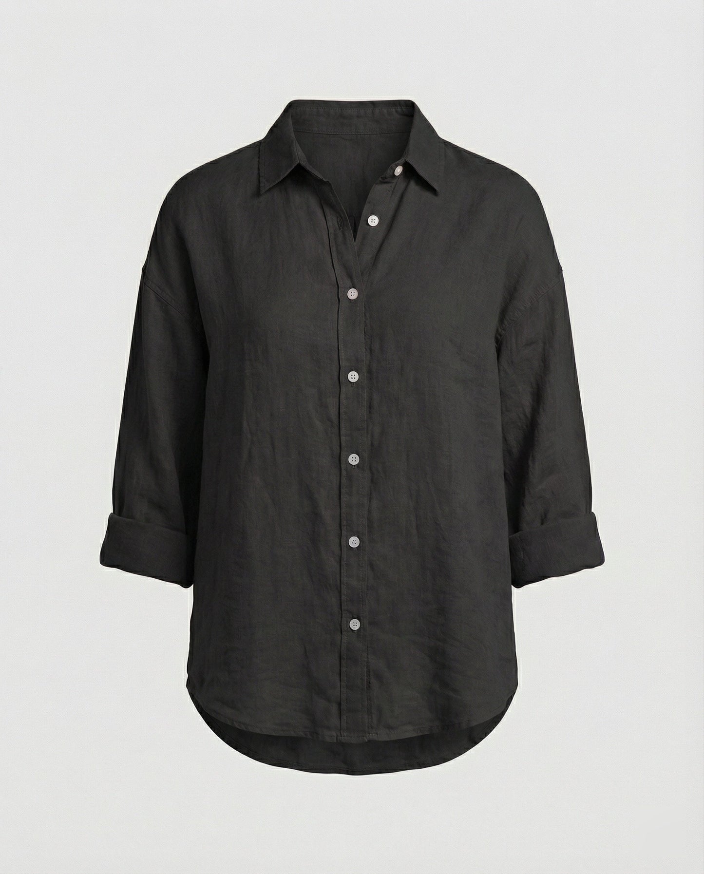 Women Casual Linen Blouse with Loose Fit and Button Placket