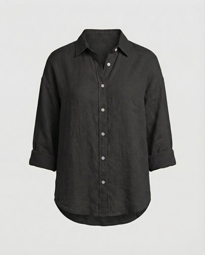 Women Casual Linen Blouse with Loose Fit and Button Placket