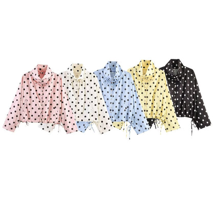 Women's Lightweight Windbreaker with Stand Collar, Ties and Drawstring Shop Velvia