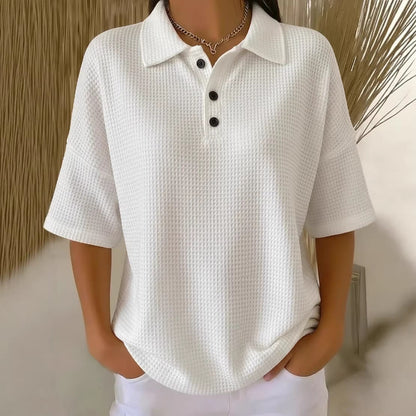 Women's sporty polo shirt made of waffle piqué Shop Velvia