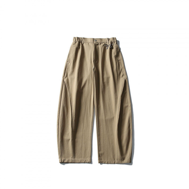 Men's Wide Utility Pants with Elastic Waistband and Distinctive Seam Panels Shop Velvia
