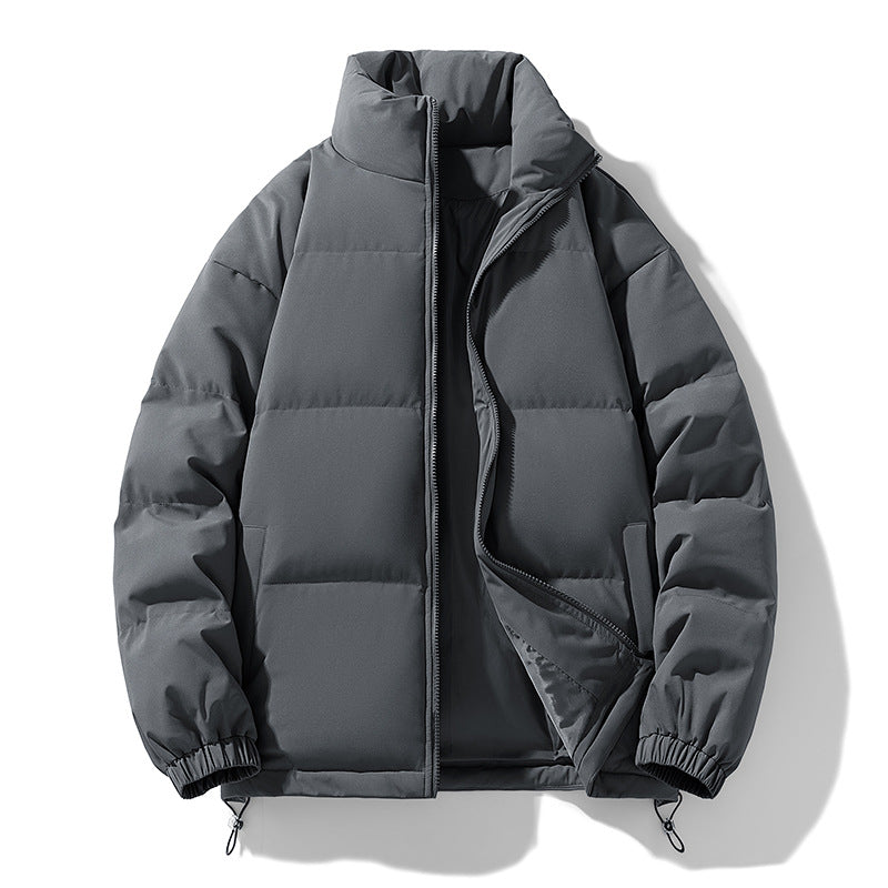 Men's Padded Puffer Jacket with High Stand Collar, Windproof Outer Layer and Adjustable Drawstring Hem Shop Velvia