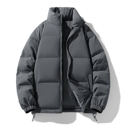 Men's Padded Puffer Jacket with High Stand Collar, Windproof Outer Layer and Adjustable Drawstring Hem Shop Velvia