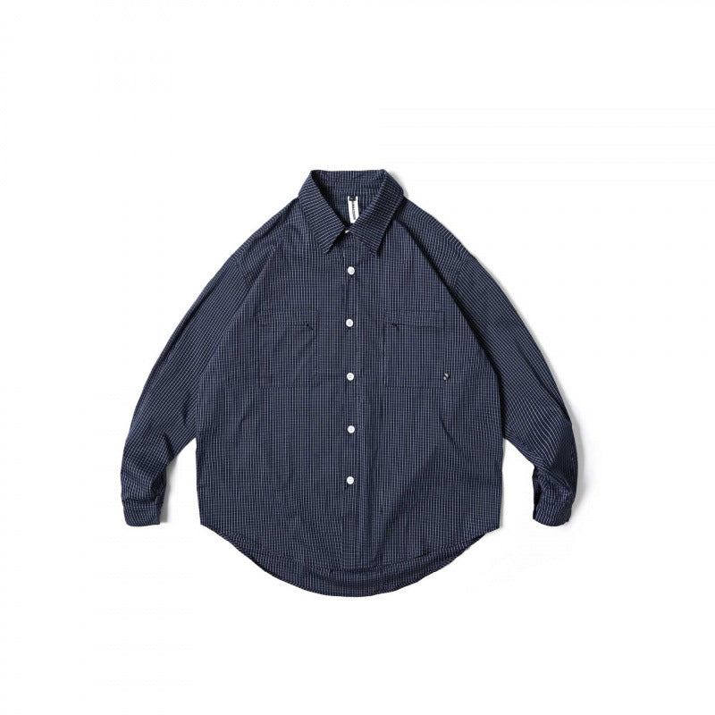 Unisex Oversize-checkered Shirt with rounded hem and appliquéd chest pockets Shop Velvia