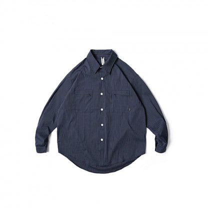 Unisex Oversize-checkered Shirt with rounded hem and appliquéd chest pockets Shop Velvia